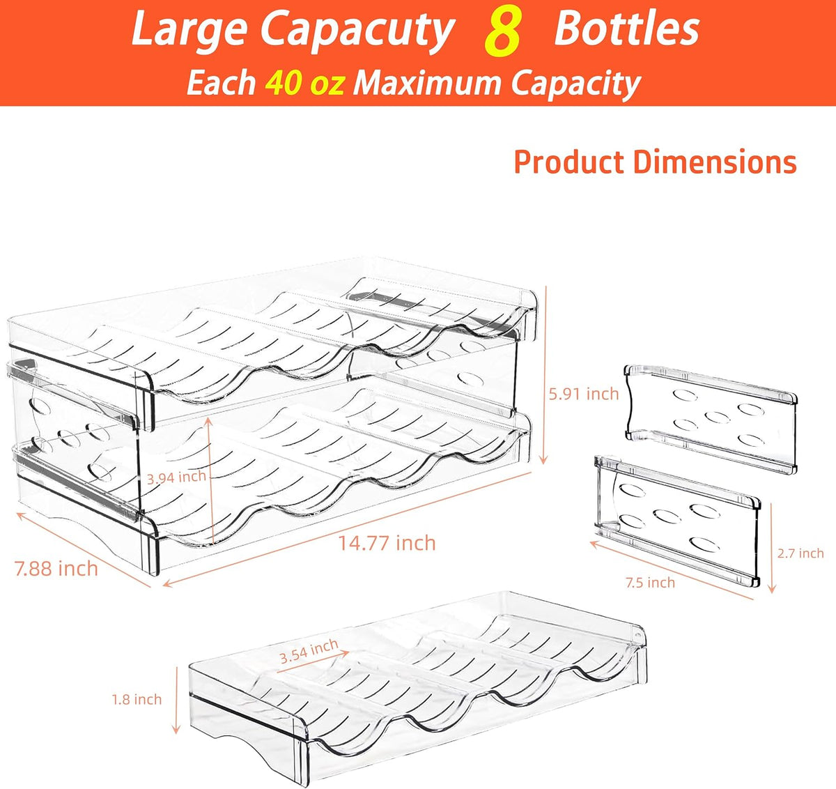Stackable Wine Rack,Wine Bottle Holder for Inside Cabinet,for Pantry,Refrigerator,Countertop Organization-4 Tiers for 16 Bottles