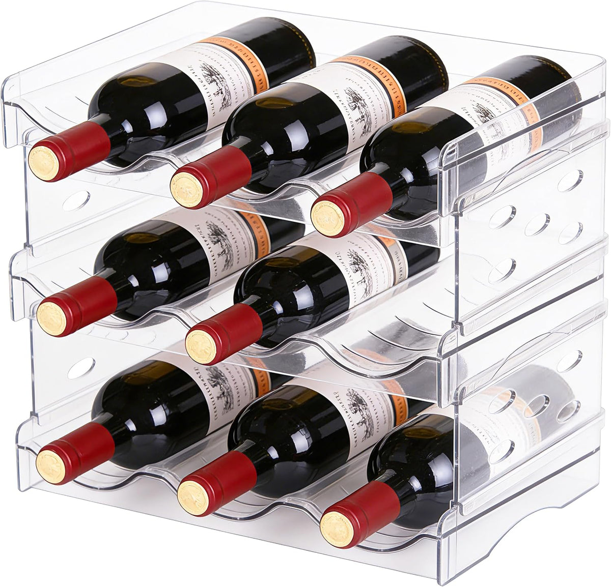 Stackable Wine Rack,Wine Bottle Holder for Inside Cabinet,for Pantry,Refrigerator,Countertop Organization-4 Tiers for 16 Bottles