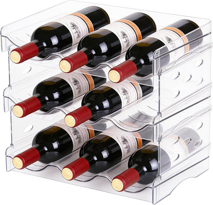 Stackable Wine Rack,Wine Bottle Holder for Inside Cabinet,for Pantry,Refrigerator,Countertop Organization-4 Tiers for 16 Bottles