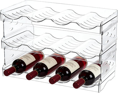 Stackable Wine Rack,Wine Bottle Holder for Inside Cabinet,for Pantry,Refrigerator,Countertop Organization-4 Tiers for 16 Bottles