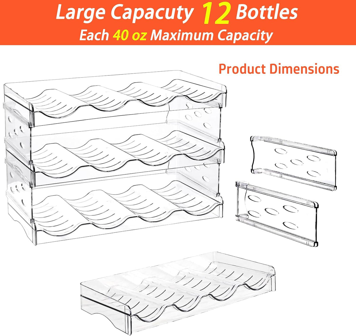 Stackable Wine Rack,Wine Bottle Holder for Inside Cabinet,for Pantry,Refrigerator,Countertop Organization-4 Tiers for 16 Bottles