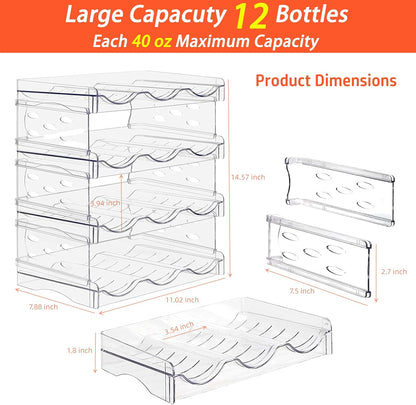 Stackable Wine Rack,Wine Bottle Holder for Inside Cabinet,for Pantry,Refrigerator,Countertop Organization-4 Tiers for 16 Bottles