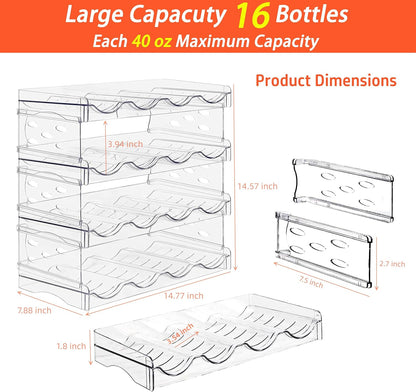 Stackable Wine Rack,Wine Bottle Holder for Inside Cabinet,for Pantry,Refrigerator,Countertop Organization-4 Tiers for 16 Bottles