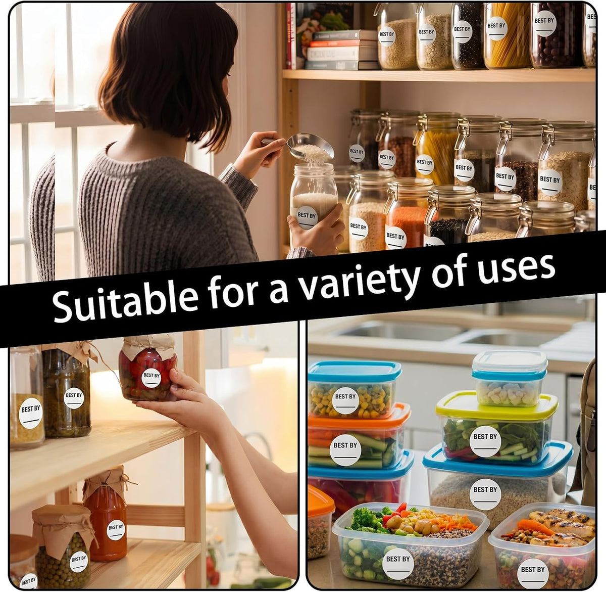 1000 Pcs Expiration Date Stickers - 1.5 Inch Small Food Labels for Marking Organizing Inventory, Food Container or Storage