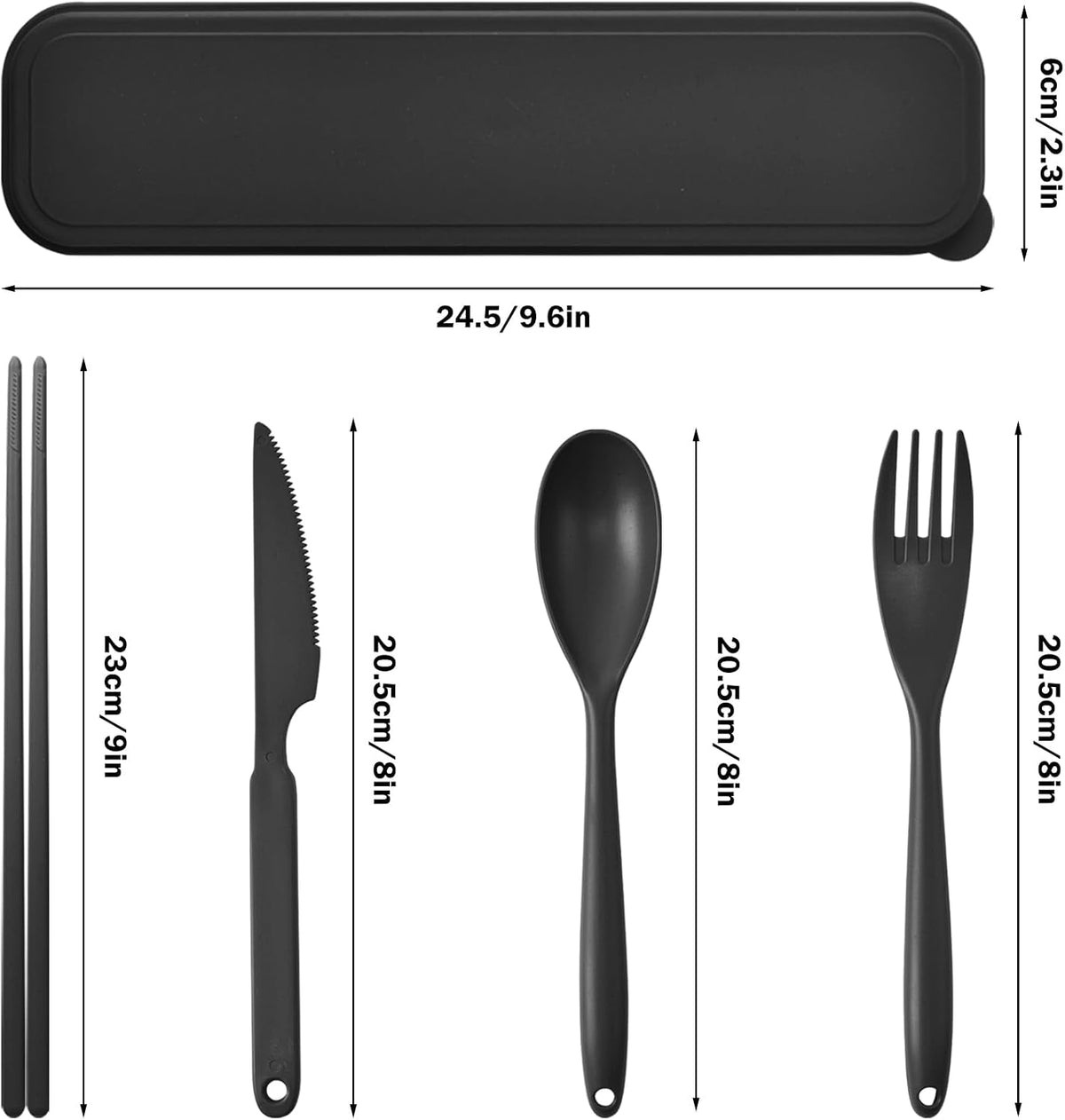 2 Sets Large Reusable Utensils Set with Case, Portable Cutlery Sets