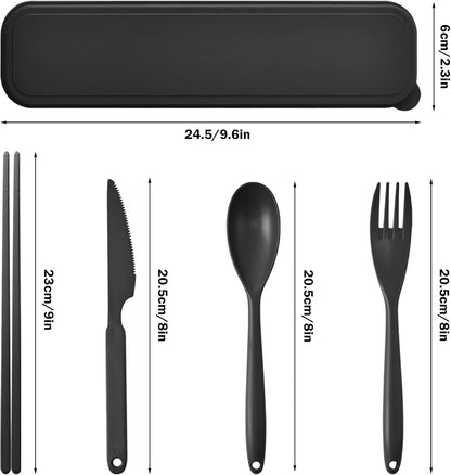 2 Sets Large Reusable Utensils Set with Case, Portable Cutlery Sets
