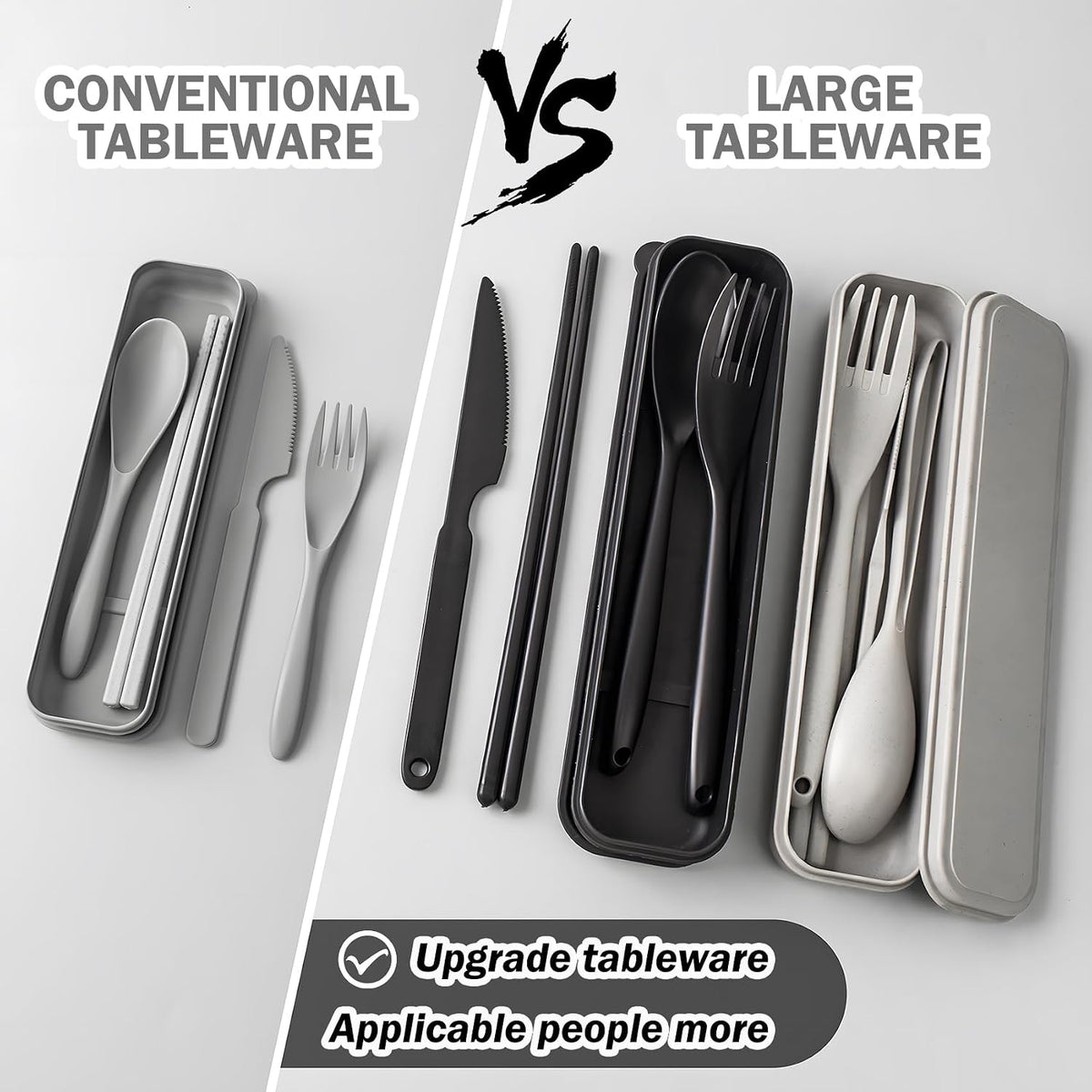 2 Sets Large Reusable Utensils Set with Case, Portable Cutlery Sets