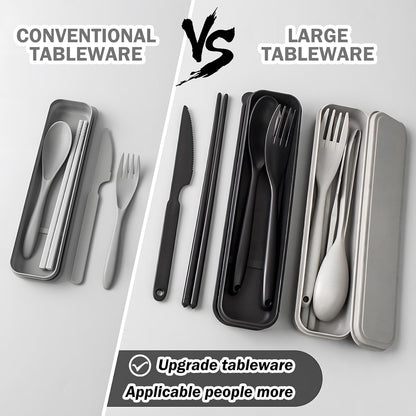 2 Sets Large Reusable Utensils Set with Case, Portable Cutlery Sets