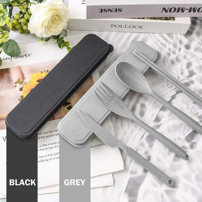 2 Sets Large Reusable Utensils Set with Case, Portable Cutlery Sets