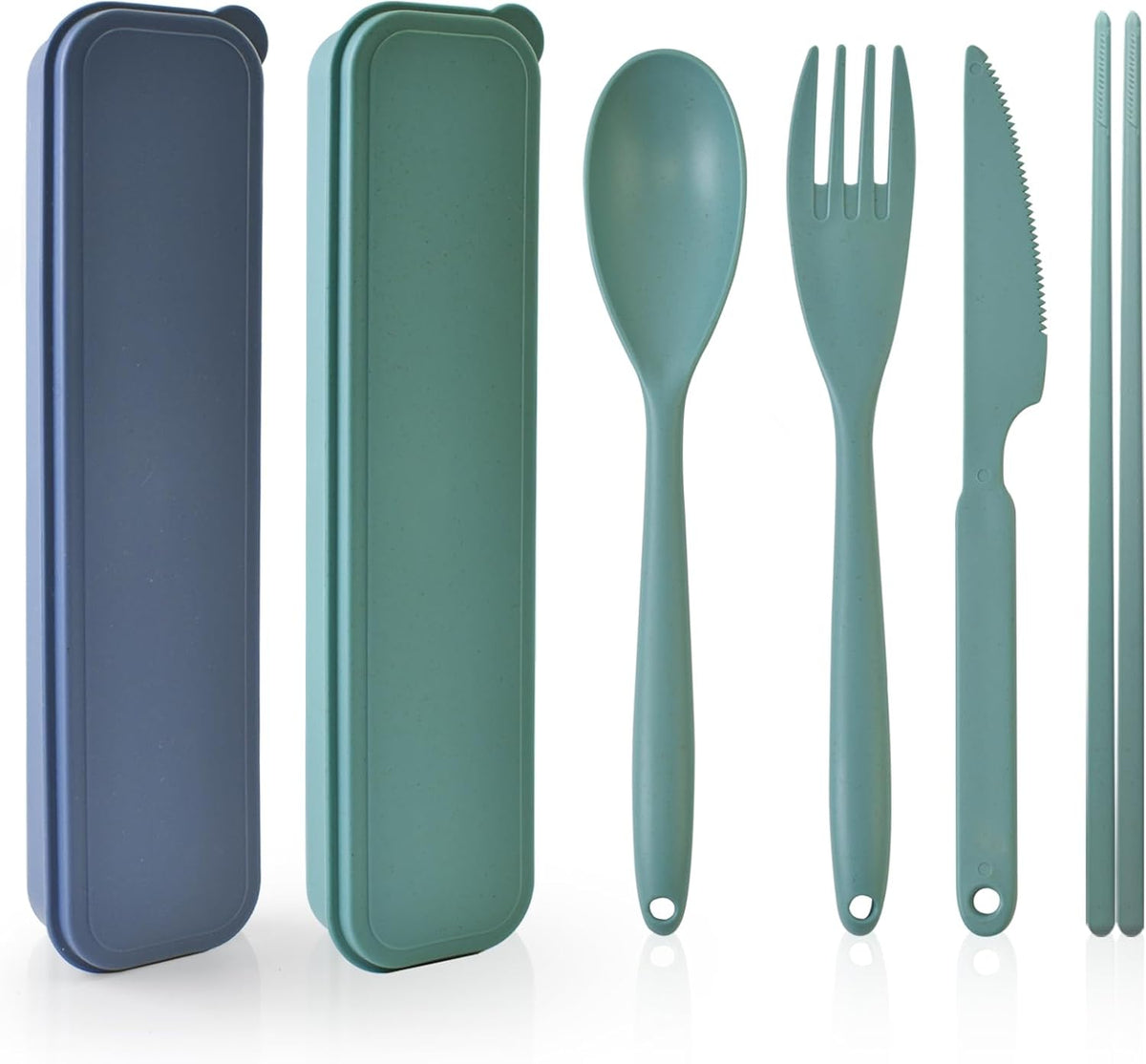 2 Sets Large Reusable Utensils Set with Case, Portable Cutlery Sets
