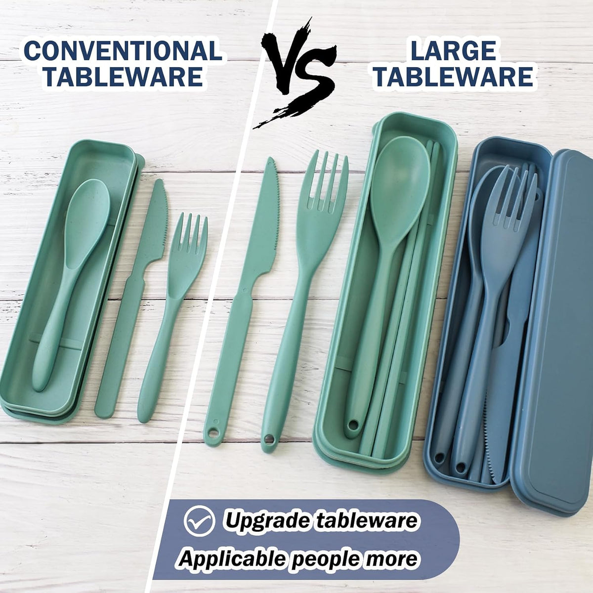 2 Sets Large Reusable Utensils Set with Case, Portable Cutlery Sets