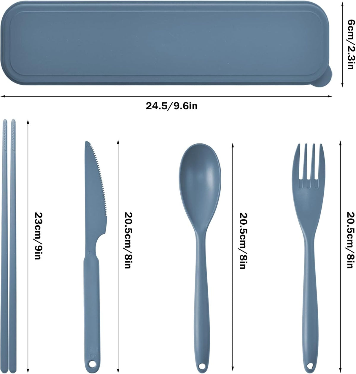 2 Sets Large Reusable Utensils Set with Case, Portable Cutlery Sets