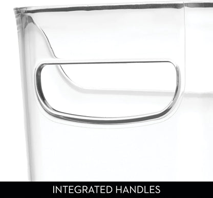 Divided Fridge Organizer Bin with Handles, Clear | Refrigerator or Freezer Bin
