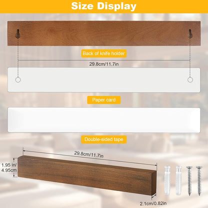 Magnetic Knife Holder Wood, 10" Knife Magnetic Strip No Drill Adhesive Knife Magnet Block, Wooden Magnetic Knife Holder for Wall Mount Fridge Refrigerator Kitchen Knife Bar Utensils Tools Organizer