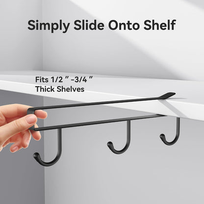 Coffee Mug Holder Under Cabinet Only Fits Shelves up to 3/4" Thick, Clip-On Coffee Cup Holder Pack of 3, No Drilling Free Damage