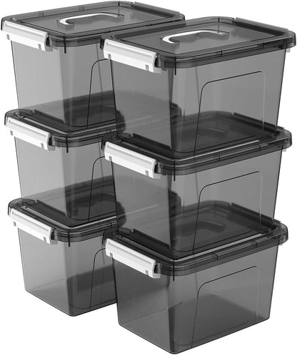 6 Quart Clear Storage Latch Box/Bins, 6-Pack Plastic Container with Latches and Lid