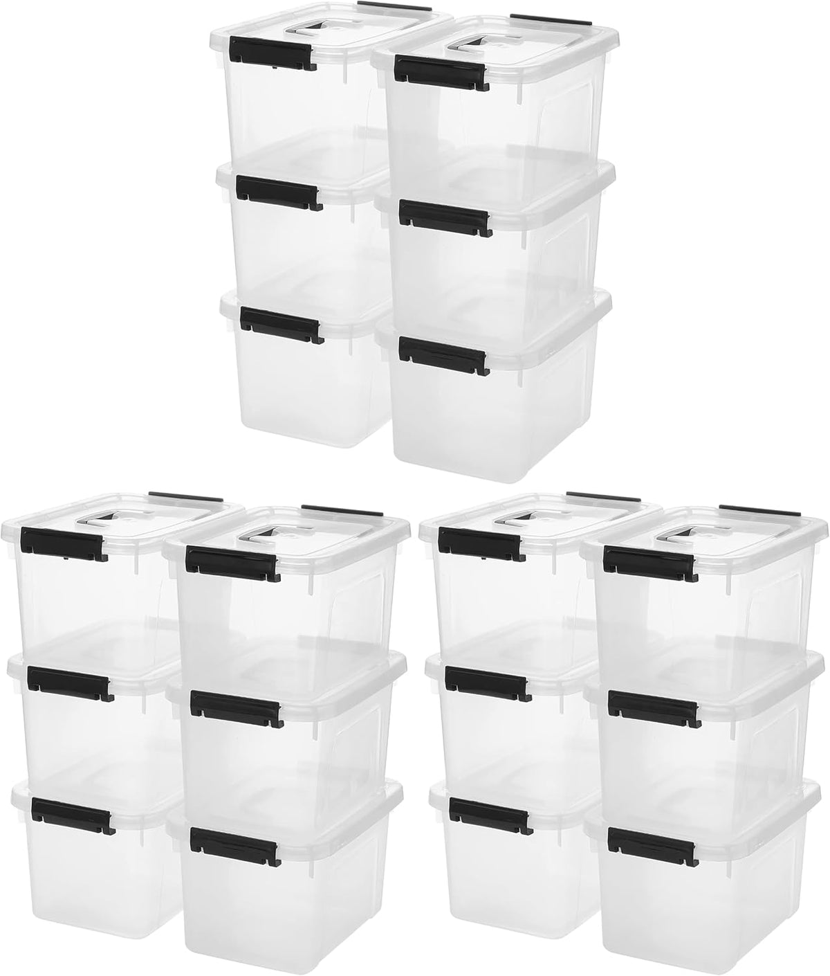 6 Quart Clear Storage Latch Box/Bins, 6-Pack Plastic Container with Latches and Lid