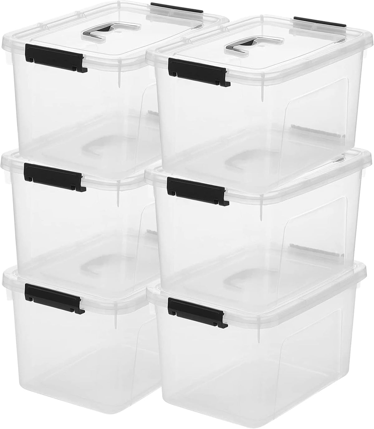 6 Quart Clear Storage Latch Box/Bins, 6-Pack Plastic Container with Latches and Lid