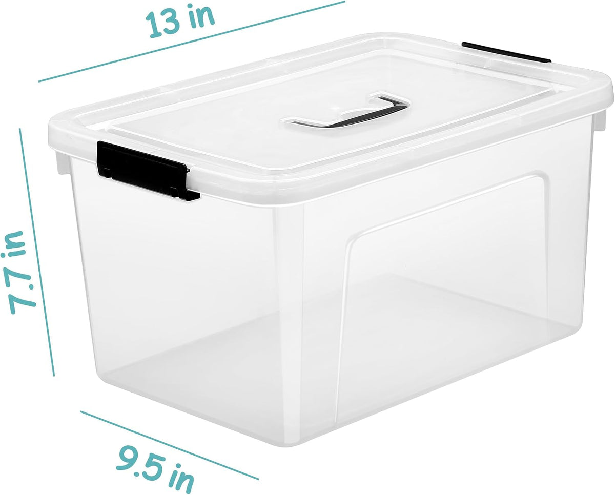6 Quart Clear Storage Latch Box/Bins, 6-Pack Plastic Container with Latches and Lid