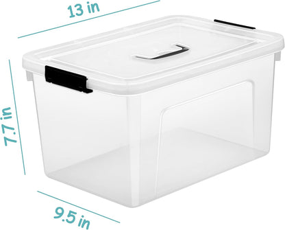 6 Quart Clear Storage Latch Box/Bins, 6-Pack Plastic Container with Latches and Lid
