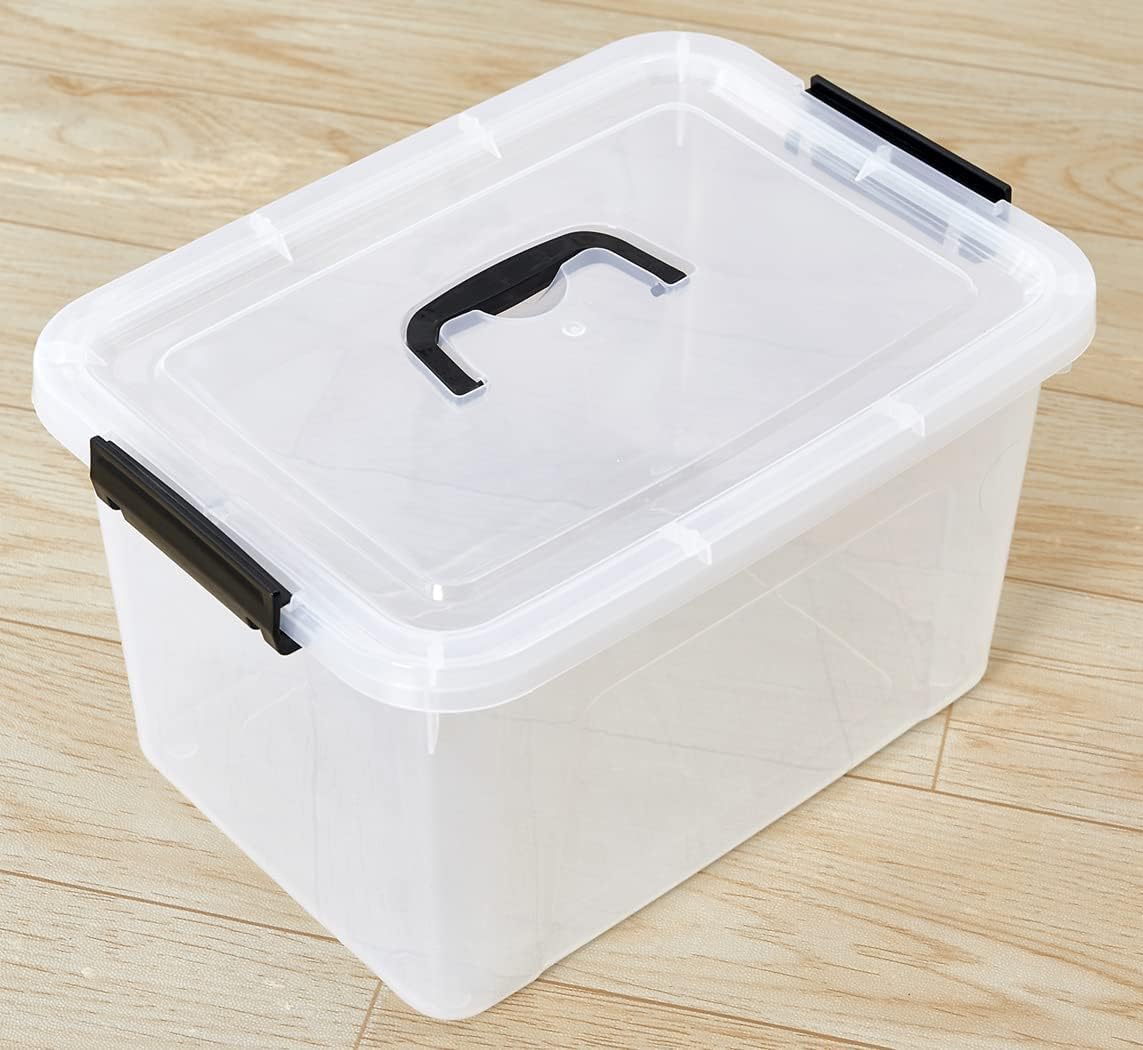 6 Quart Clear Storage Latch Box/Bins, 6-Pack Plastic Container with Latches and Lid