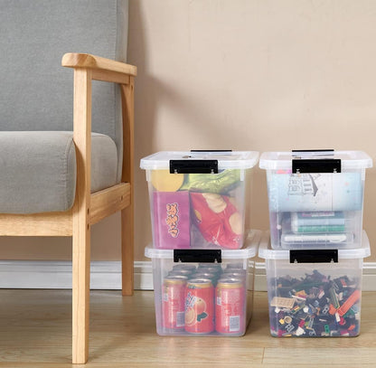 6 Quart Clear Storage Latch Box/Bins, 6-Pack Plastic Container with Latches and Lid