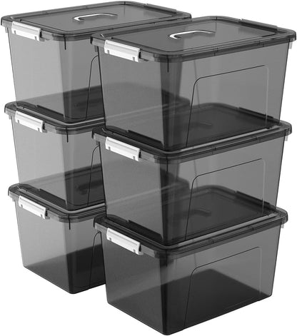6 Quart Clear Storage Latch Box/Bins, 6-Pack Plastic Container with Latches and Lid