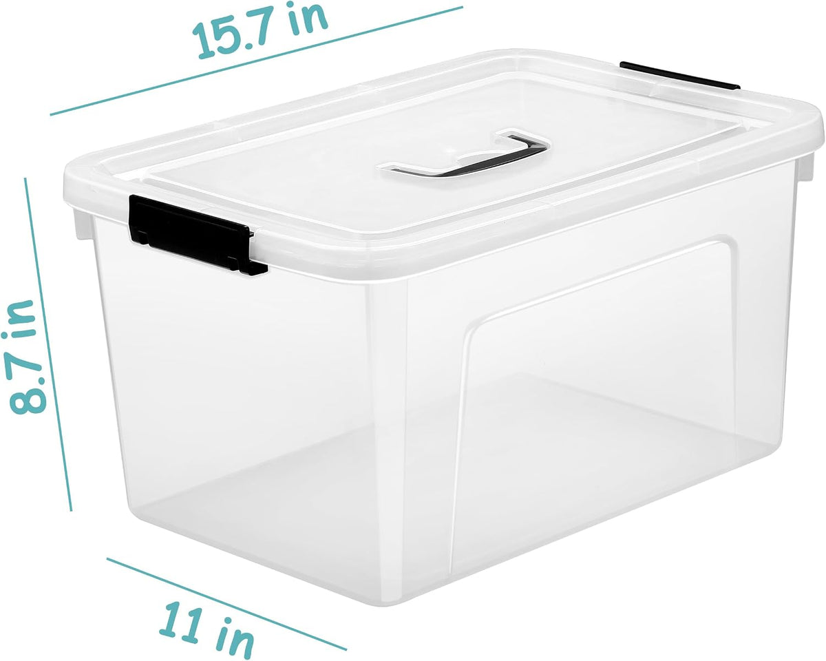 6 Quart Clear Storage Latch Box/Bins, 6-Pack Plastic Container with Latches and Lid