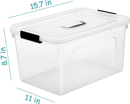 6 Quart Clear Storage Latch Box/Bins, 6-Pack Plastic Container with Latches and Lid