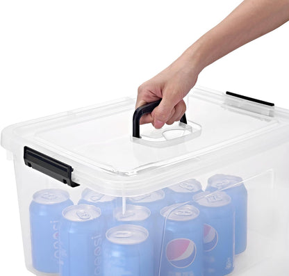 6 Quart Clear Storage Latch Box/Bins, 6-Pack Plastic Container with Latches and Lid
