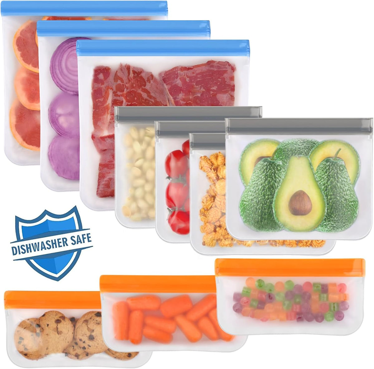 Reusable Freezer Bags Dishwasher Safe, Food Storage Bags