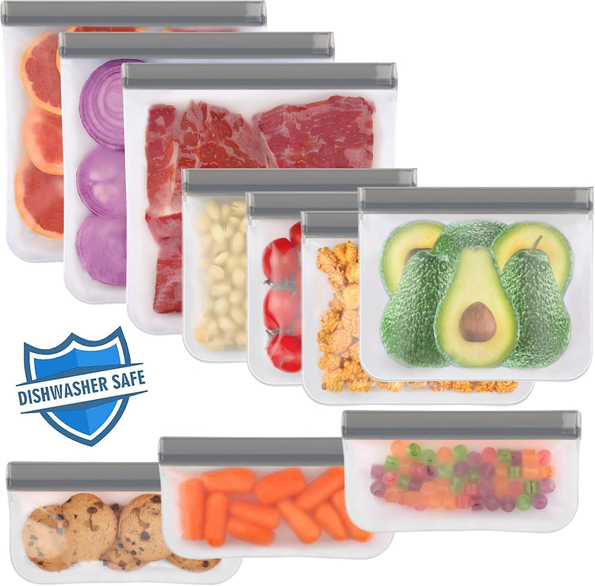 Reusable Freezer Bags Dishwasher Safe, Food Storage Bags
