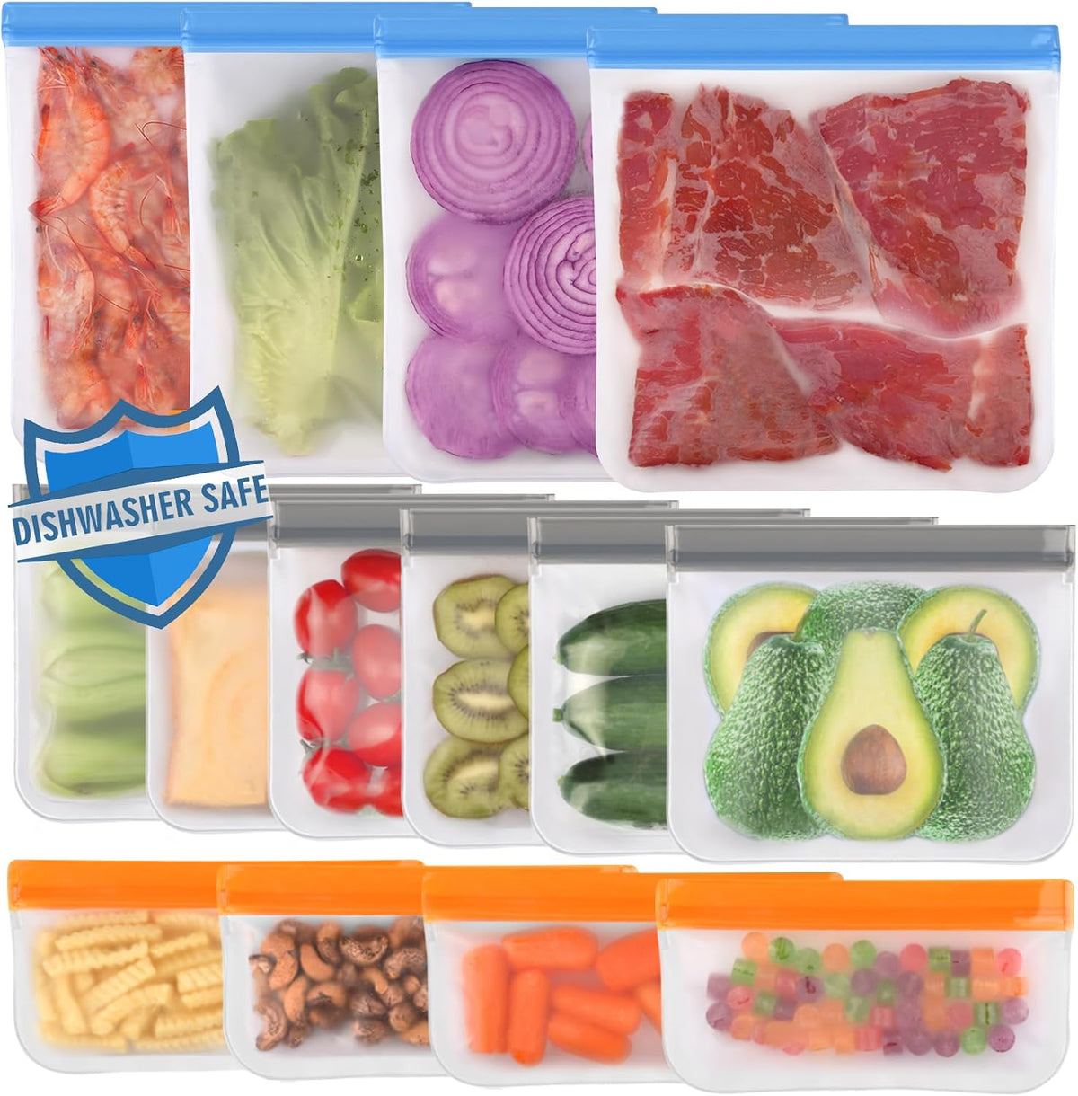Reusable Freezer Bags Dishwasher Safe, Food Storage Bags