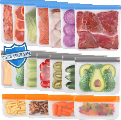 Reusable Freezer Bags Dishwasher Safe, Food Storage Bags