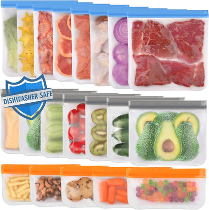 Reusable Freezer Bags Dishwasher Safe, Food Storage Bags