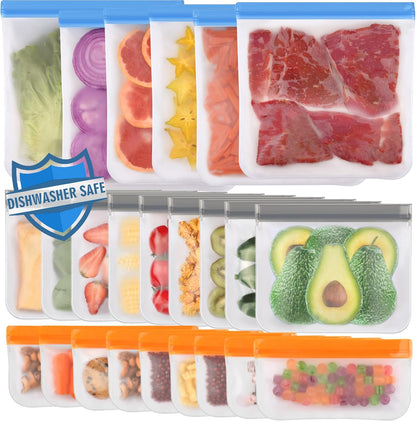 Reusable Freezer Bags Dishwasher Safe, Food Storage Bags