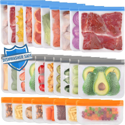 Reusable Freezer Bags Dishwasher Safe, Food Storage Bags