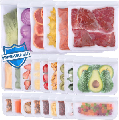 Reusable Freezer Bags Dishwasher Safe, Food Storage Bags