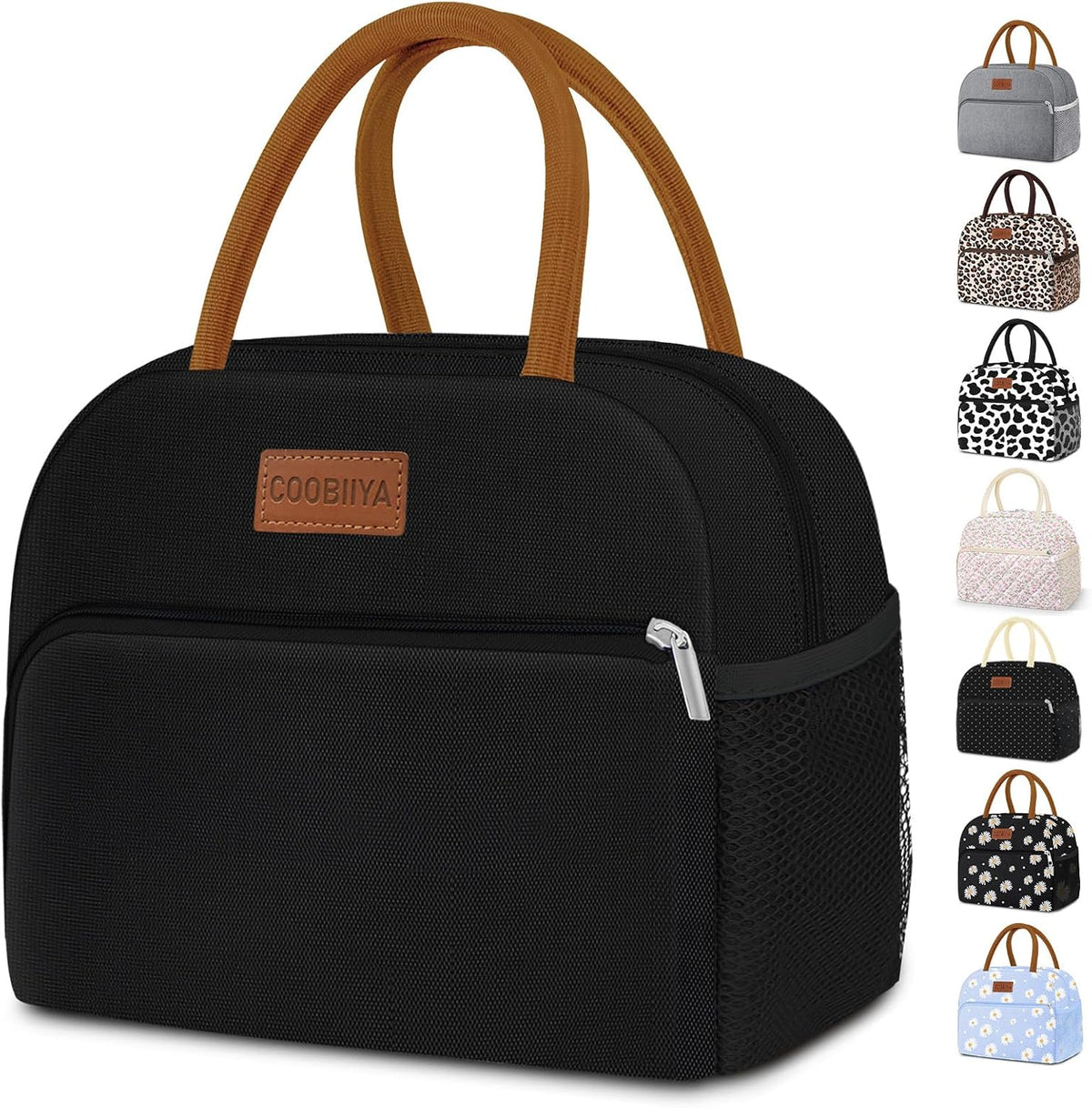Lunch Box Lunch Bag for Women Men,Reusable Cute Lunch Pail bag,Leakproof,Insulated LunchBox Tote Compact 10L, Cooler Lunch Container for Work Travel Office (Black) - Colors A