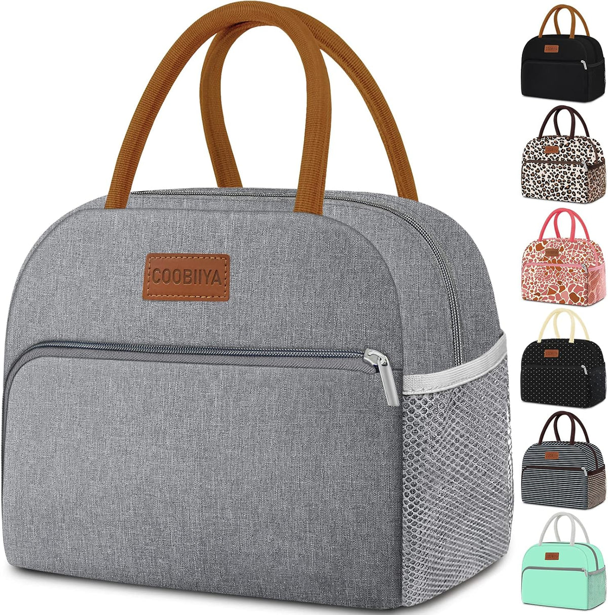 Lunch Box Lunch Bag for Women Men,Reusable Cute Lunch Pail bag,Leakproof,Insulated LunchBox Tote Compact 10L, Cooler Lunch Container for Work Travel Office (Black) - Colors A