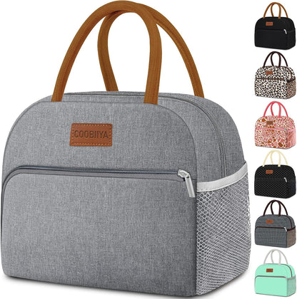 Lunch Box Lunch Bag for Women Men,Reusable Cute Lunch Pail bag,Leakproof,Insulated LunchBox Tote Compact 10L, Cooler Lunch Container for Work Travel Office (Black) - Colors A