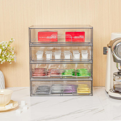 Clear Stackable Storage Drawers, Wide Plastic Organizers | Clear Pull-Out Plastic Drawers, Stackable Design for Makeup Palettes, Cosmetics, Beauty Supplies, Vanity, Cabinet and Desk