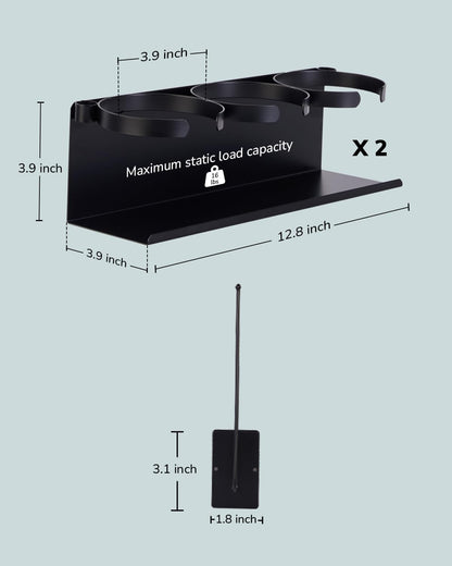 Fiber Steel Magnetic Stanley Cup Holder for Fridge – 2-Pack Tumbler & Lid Organizer, Heavy-Duty Water Bottle Storage, Kitchen & Pantry Organizer for Stanley Cup Accessories (Black)