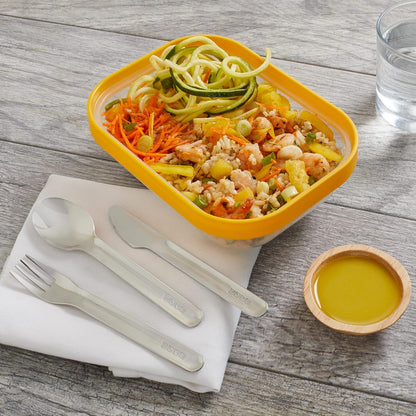 Pocket Utensil Set, Charcoal - Stainless Steel Fork, Knife, and Spoon Nest in Hygienic Case - Portable Design for Travel, School, Work, Picnics, Camping and Outdoor Home Use