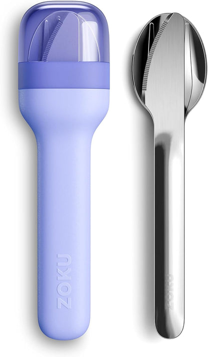 Pocket Utensil Set, Charcoal - Stainless Steel Fork, Knife, and Spoon Nest in Hygienic Case - Portable Design for Travel, School, Work, Picnics, Camping and Outdoor Home Use