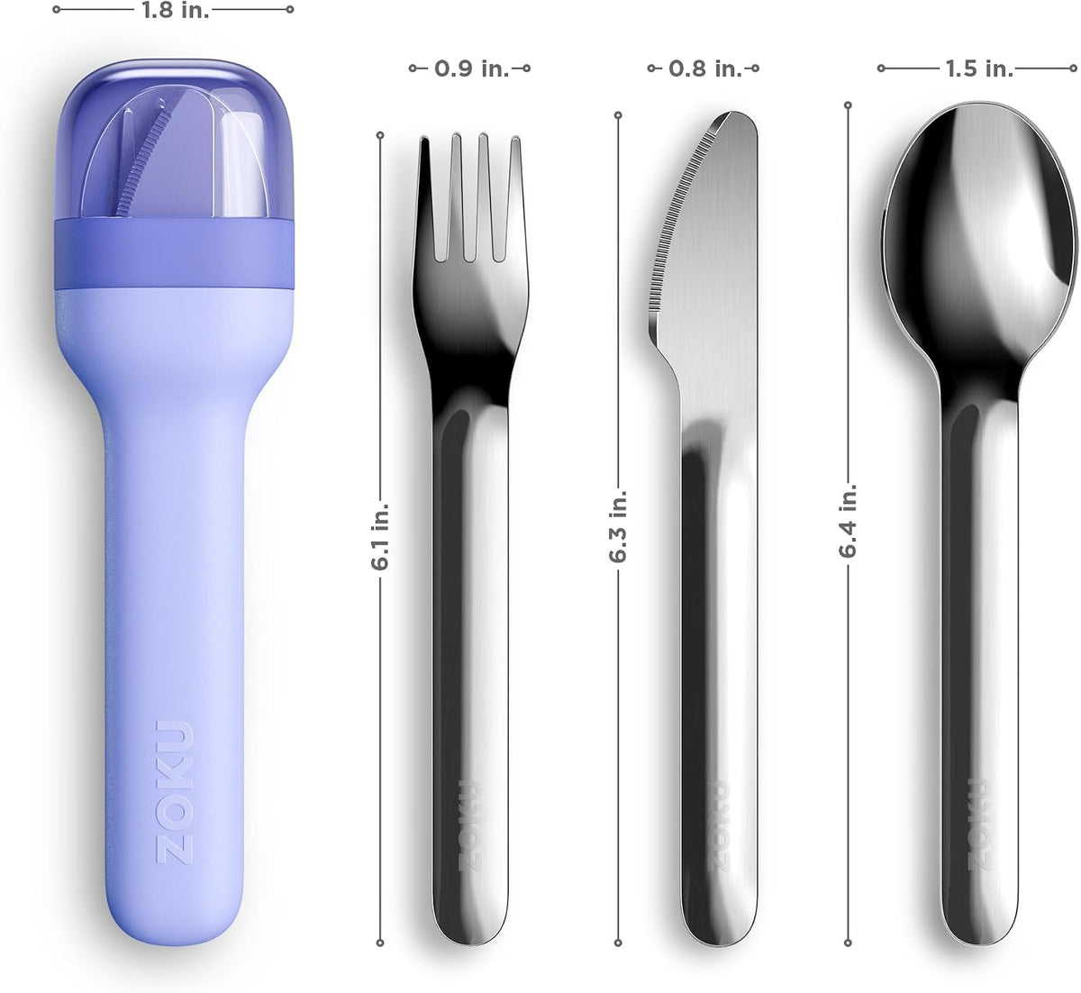 Pocket Utensil Set, Charcoal - Stainless Steel Fork, Knife, and Spoon Nest in Hygienic Case - Portable Design for Travel, School, Work, Picnics, Camping and Outdoor Home Use