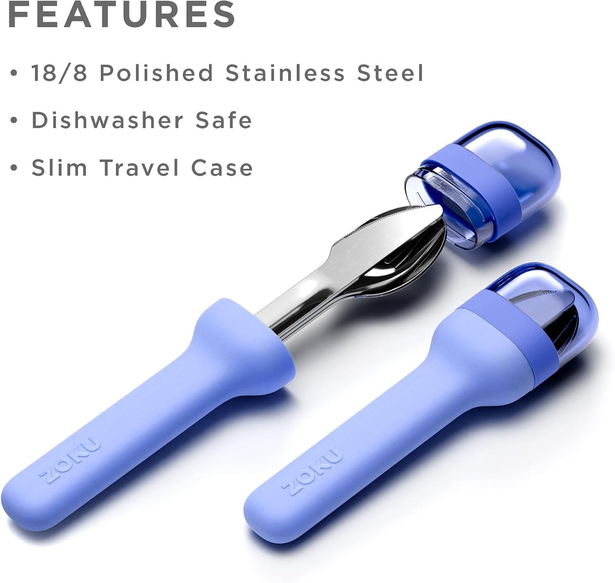 Pocket Utensil Set, Charcoal - Stainless Steel Fork, Knife, and Spoon Nest in Hygienic Case - Portable Design for Travel, School, Work, Picnics, Camping and Outdoor Home Use