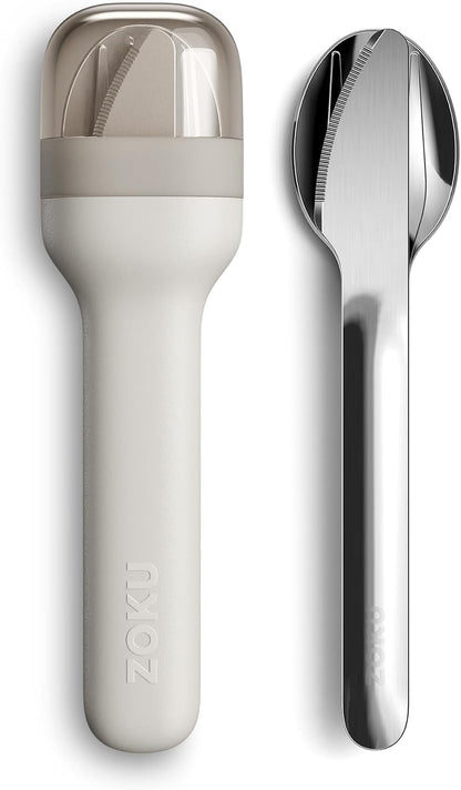 Pocket Utensil Set, Charcoal - Stainless Steel Fork, Knife, and Spoon Nest in Hygienic Case - Portable Design for Travel, School, Work, Picnics, Camping and Outdoor Home Use