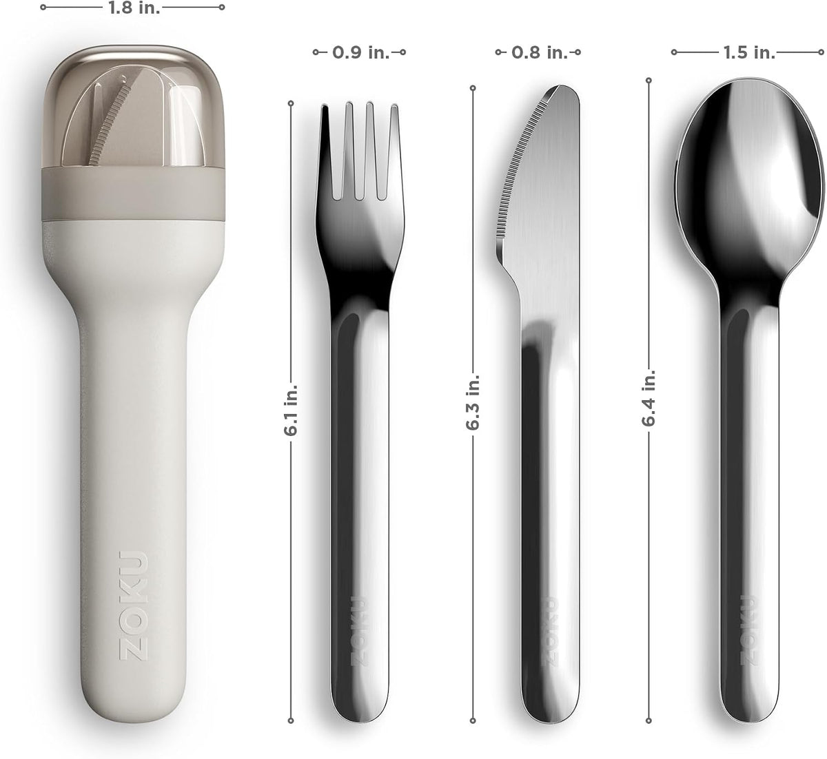 Pocket Utensil Set, Charcoal - Stainless Steel Fork, Knife, and Spoon Nest in Hygienic Case - Portable Design for Travel, School, Work, Picnics, Camping and Outdoor Home Use