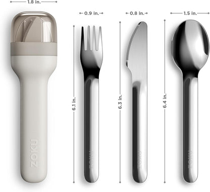 Pocket Utensil Set, Charcoal - Stainless Steel Fork, Knife, and Spoon Nest in Hygienic Case - Portable Design for Travel, School, Work, Picnics, Camping and Outdoor Home Use
